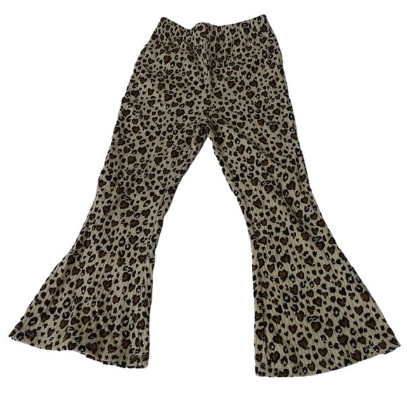 Rare Editions Other - Rare Editions Leopard Animal Print Flare Pants Girls Size 4 Pullon Ribbed Knit